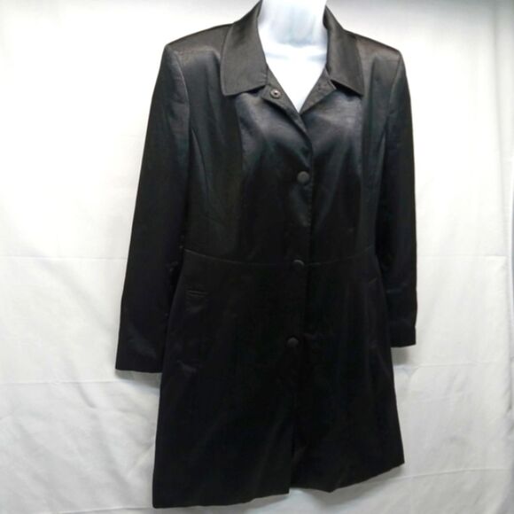 Worthington Structured Silky Duster. Black. Button Down. Lined Lightweight. XL. - Picture 2 of 13